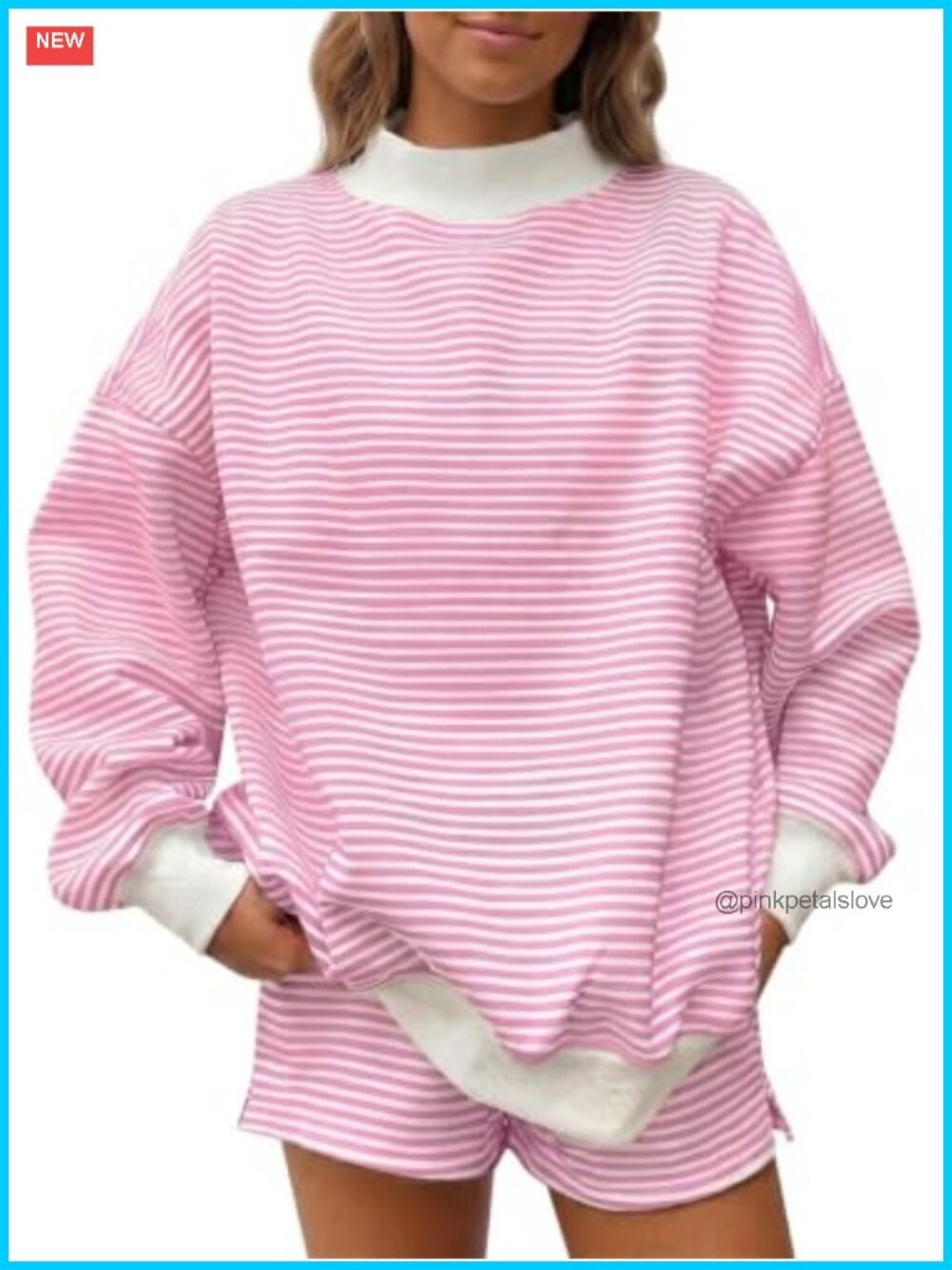 Womens Striped 2 Piece Matching Set Mock Neck Workout Lounge Outfit